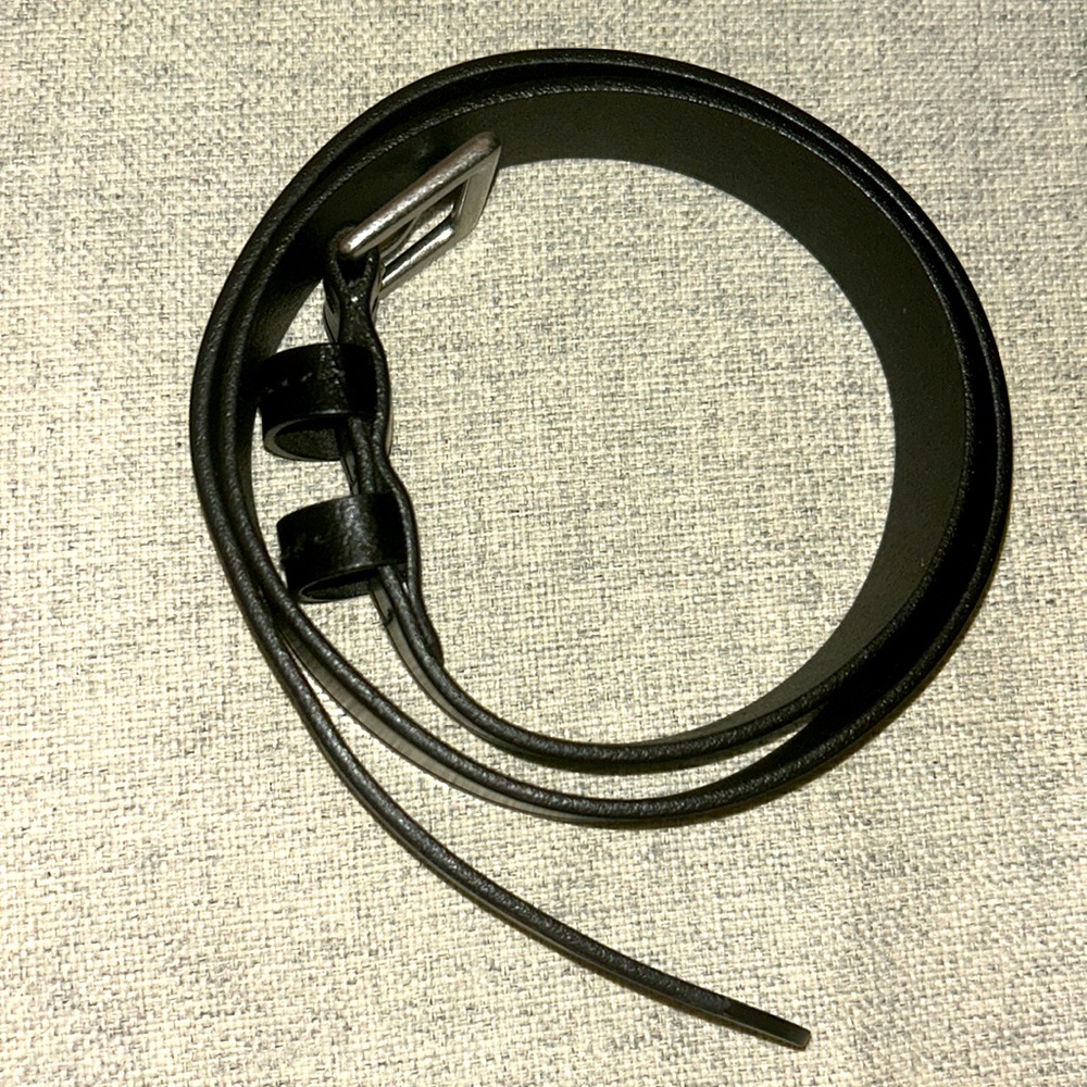Black belt, perfect condition silver buckle for men size medium.